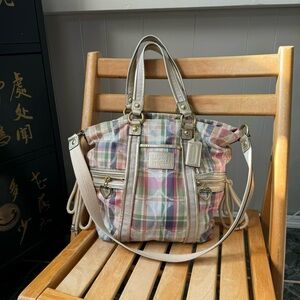 COACH - vintage pastel  plaid shoulder purse